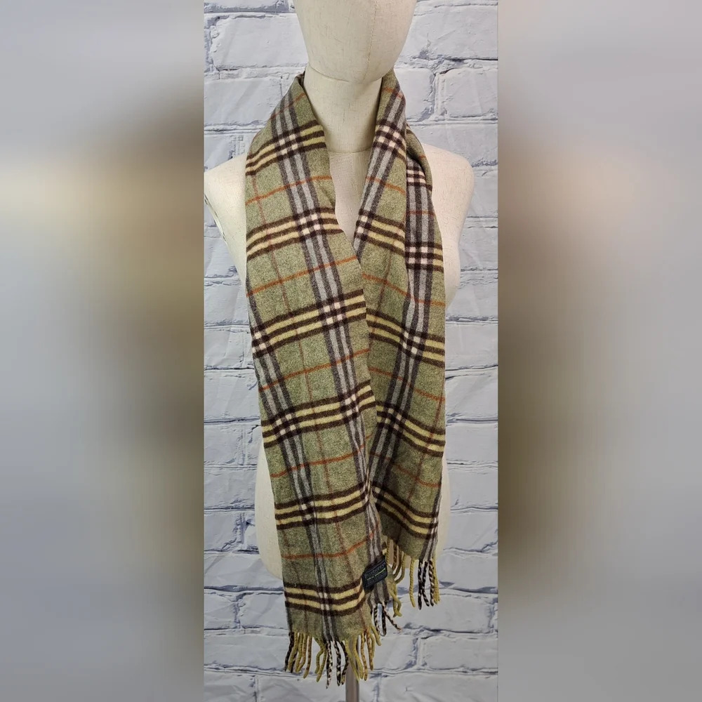 Burberry Vintage Scarf Nova Check 100% Cashmere England 90s Y2K 60" x 12" - Picture 11 of 16